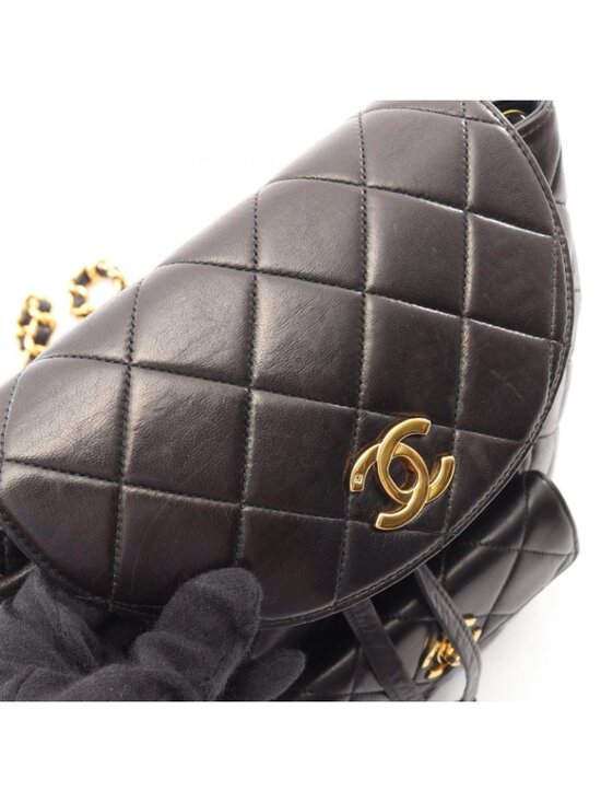 Chanel Backpack Quilted Black Lambskin Double Turnlock main image 5